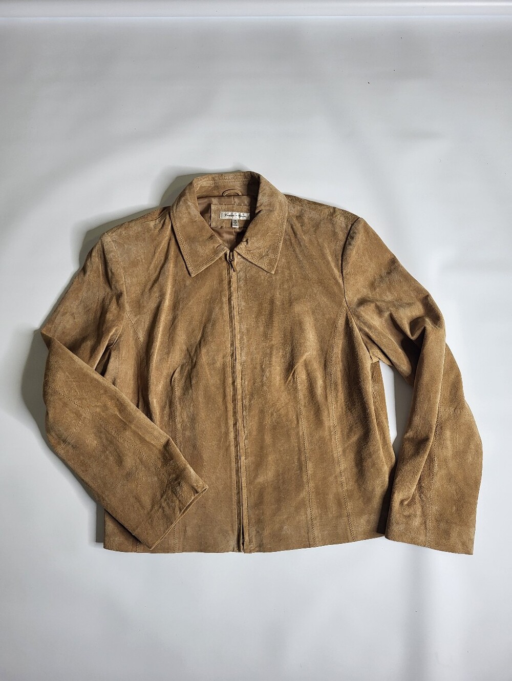 Women's Suede Zip-Front Jacket - Tan